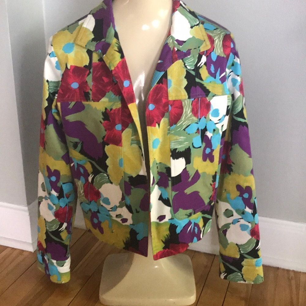 Patrick Christopher bright floral lined jacket, S - image 1